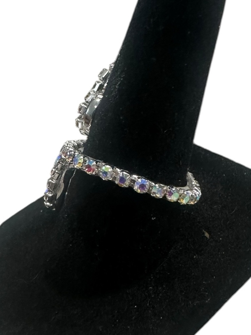 Silver-Tone AB Rhinestone Double-Loop Wrap - Adjustable - Picture 4 of 4